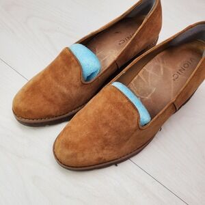 Vionic Willa Wedge Tan Suede Leather W 9 Wide Orthotic Comfort Lug Sole Workwear